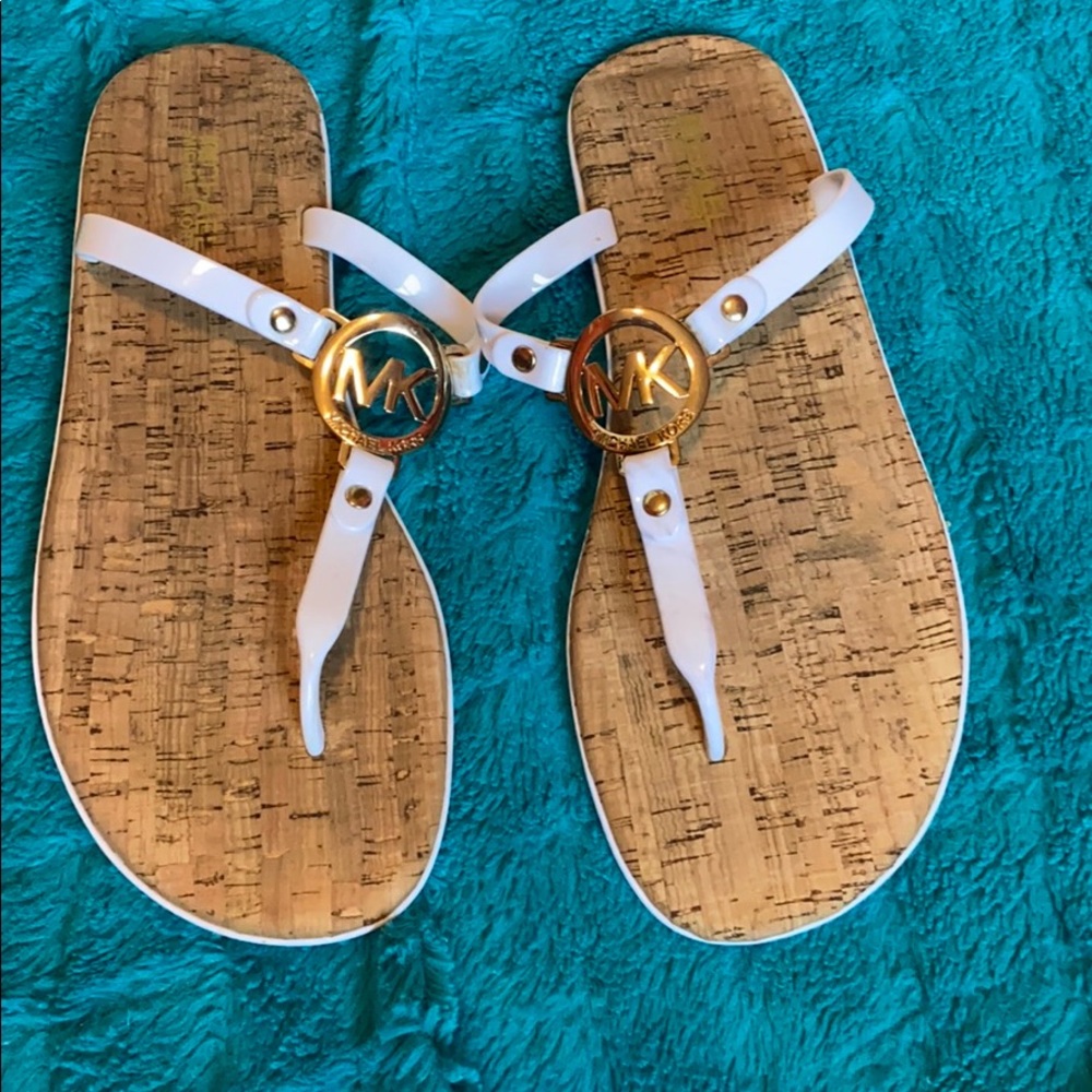 White MK sandals